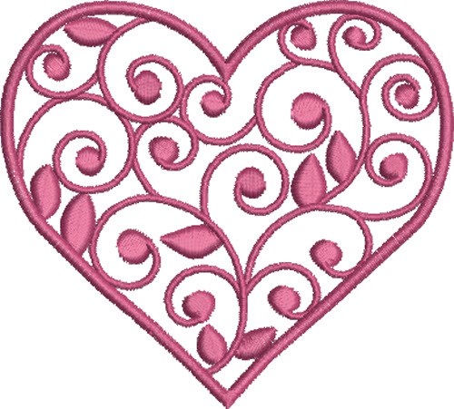 Hot Pink Heart Machine Embroidery Design