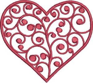 Picture of Swirly Ruby Heart Machine Embroidery Design