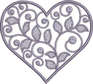 Picture of Swirly Lavender Heart Machine Embroidery Design