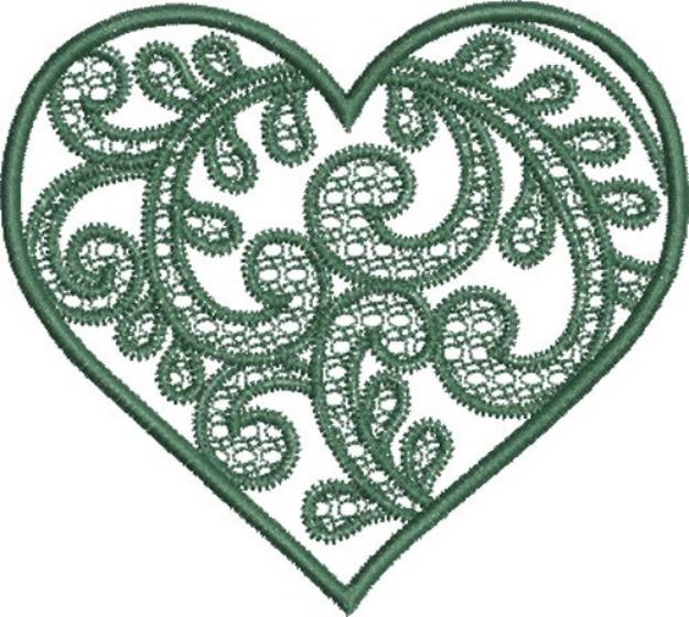 Picture of Green Swirly Heart Machine Embroidery Design