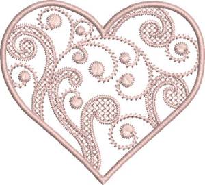 Picture of Pink Swirly Heart Machine Embroidery Design
