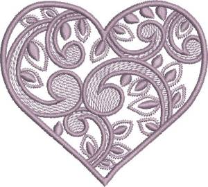 Picture of Lavender Swirly Heart Machine Embroidery Design