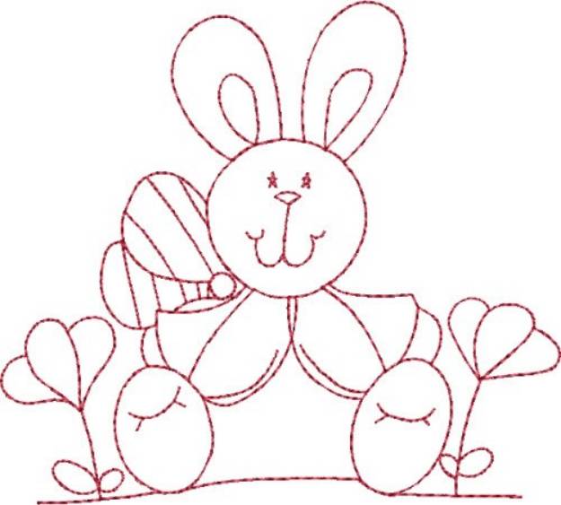 Picture of Redwork Bunny & Wings Machine Embroidery Design