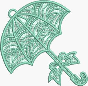 Picture of FSL Green Umbrella Machine Embroidery Design