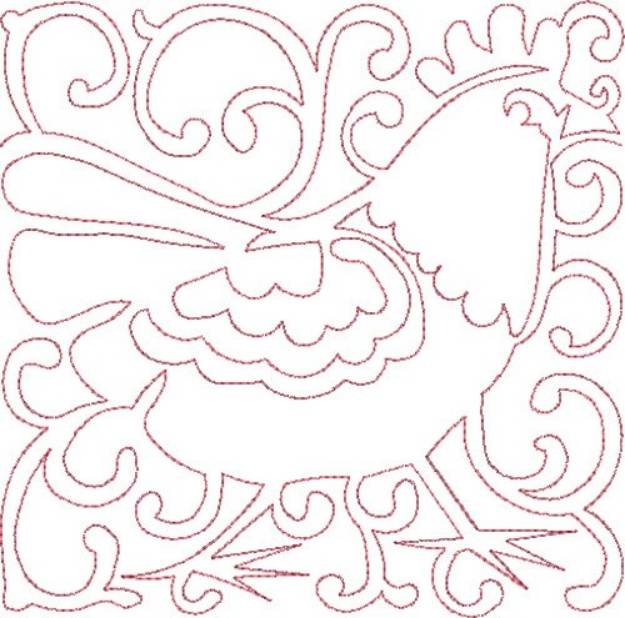 Picture of Redwork French Hen Machine Embroidery Design