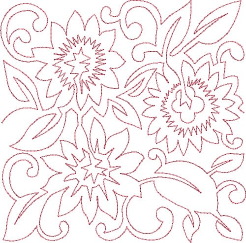 Sunflower Redwork Machine Embroidery Design