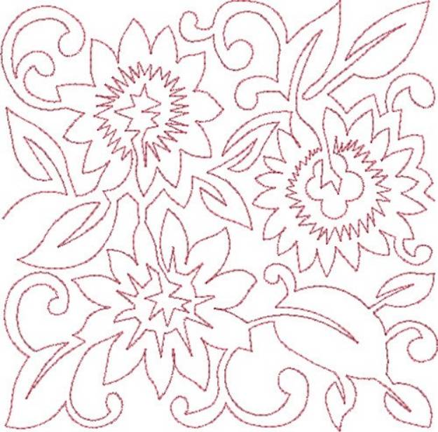 Picture of Sunflower Redwork Machine Embroidery Design