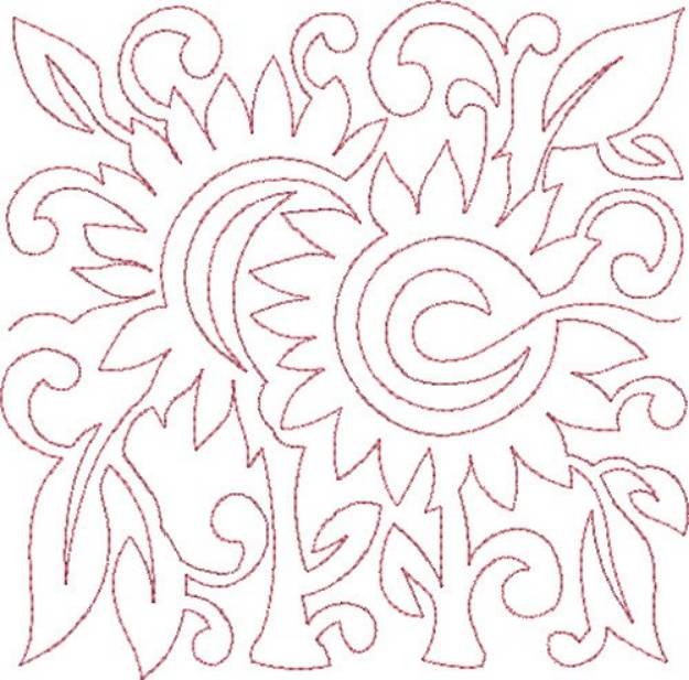 Picture of Sunflower Quilt Block Machine Embroidery Design