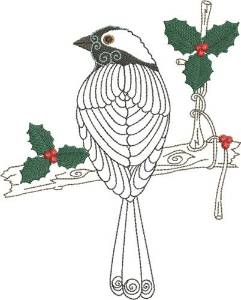 Picture of Bird with Holly Machine Embroidery Design