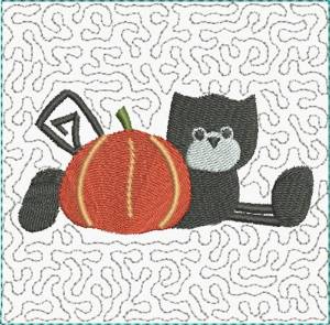 Picture of Black Cat Block Machine Embroidery Design