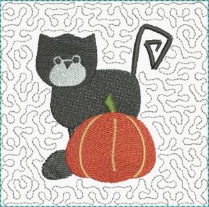 Picture of Black Cat Block Machine Embroidery Design