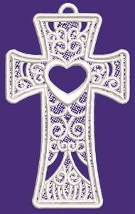 Picture of FSL Swirly Cross And Heart Machine Embroidery Design