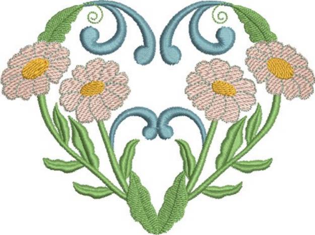 Picture of Pink Daisies & Hearts Machine Embroidery Design