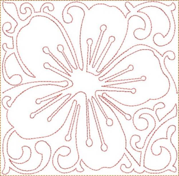 Picture of ITH Cherry Blossom Square Machine Embroidery Design