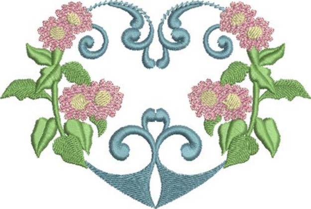 Picture of Pink Daisies & Heart Machine Embroidery Design