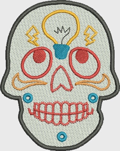 Bright Idea Skull Machine Embroidery Design