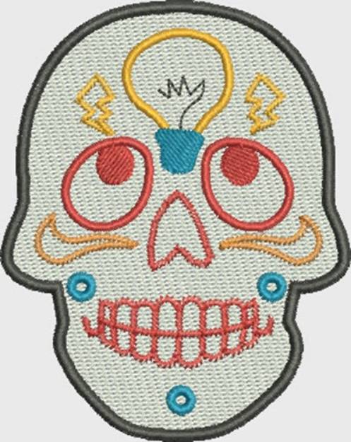 Picture of Bright Idea Skull Machine Embroidery Design