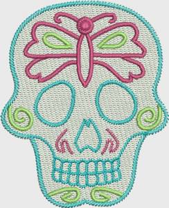 Picture of Skull Dragonfly Machine Embroidery Design