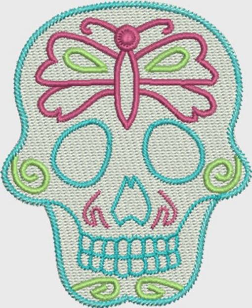 Picture of Skull Dragonfly Machine Embroidery Design