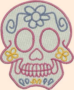 Picture of Skull Daisy Machine Embroidery Design