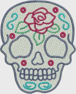 Picture of Skull Rose Machine Embroidery Design