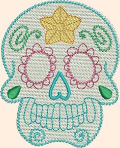 Picture of Skull Buttercup Machine Embroidery Design