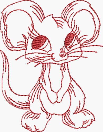 Shy Mouse Machine Embroidery Design