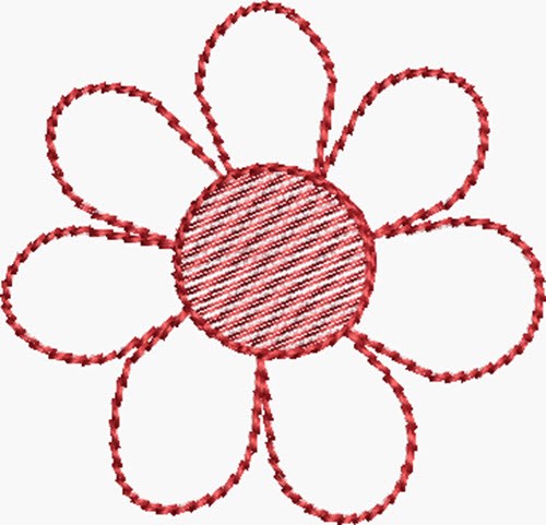Redwork Flower Machine Embroidery Design