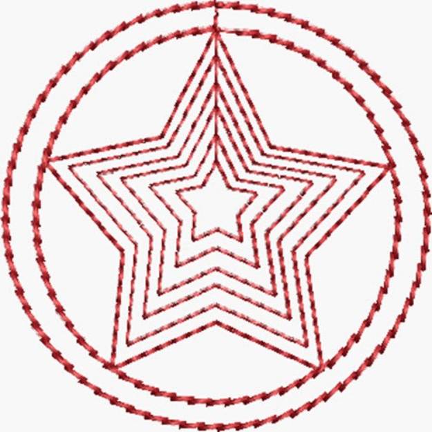 Picture of Redwork Sheriff Star Machine Embroidery Design