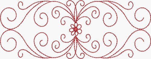 Redwork Scrolls & Flower Machine Embroidery Design
