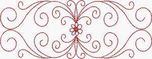 Picture of Redwork Scrolls & Flower Machine Embroidery Design