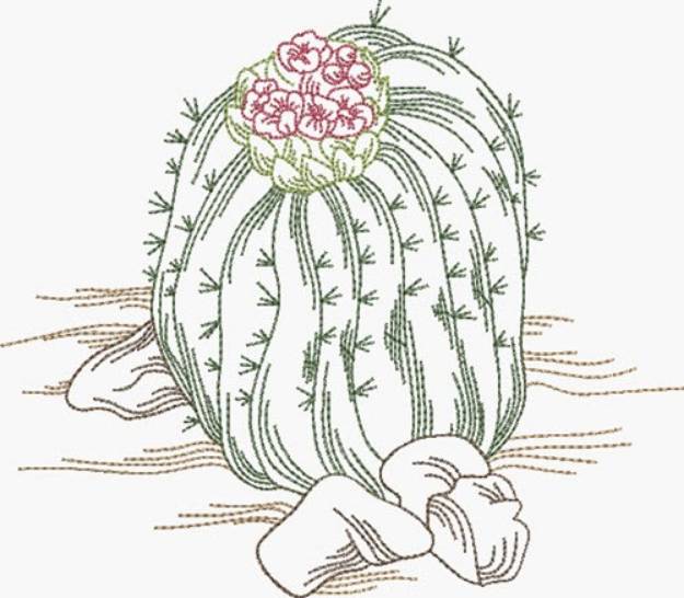 Picture of Barrel Cactus Outline Machine Embroidery Design