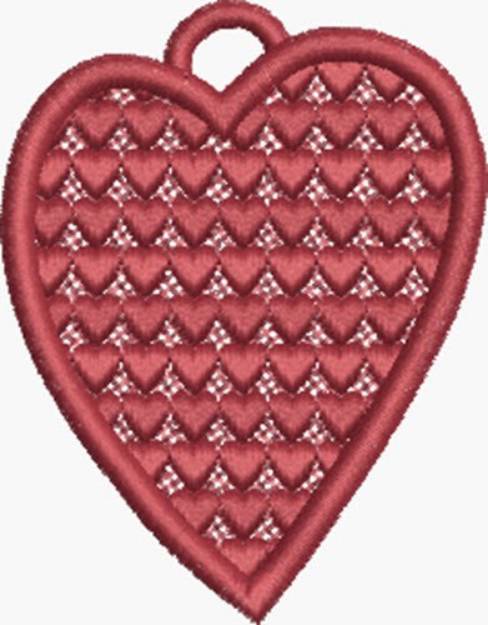 Picture of Pink Thatched Heart Machine Embroidery Design