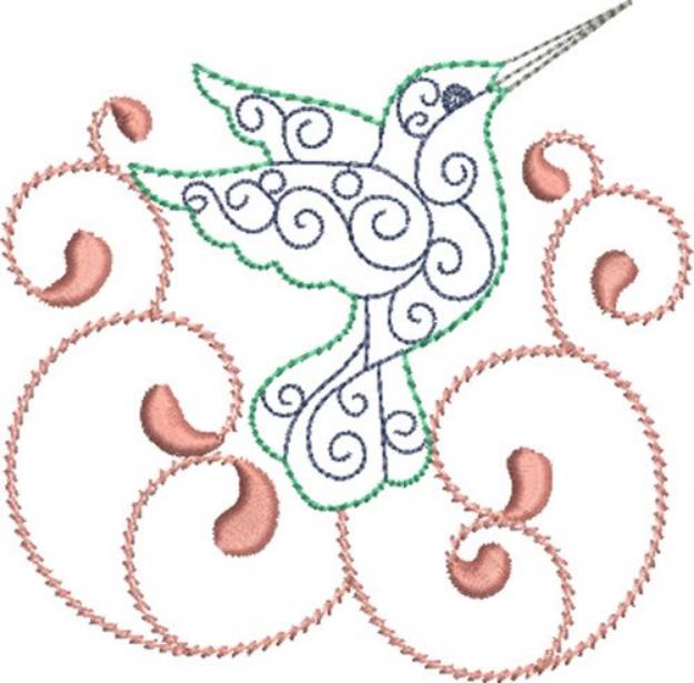 Picture of Swirly Hummingbird Machine Embroidery Design