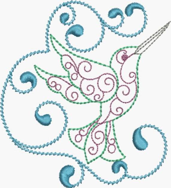 Picture of Joyous Hummingbird Machine Embroidery Design