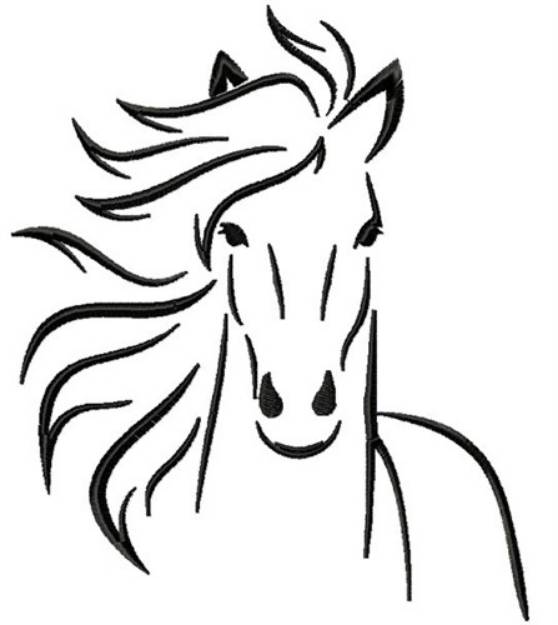 Picture of Horse Head outline Machine Embroidery Design
