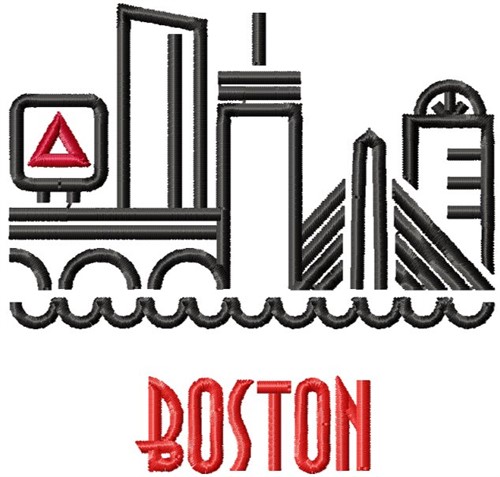 Boston Skyline Machine Embroidery Design