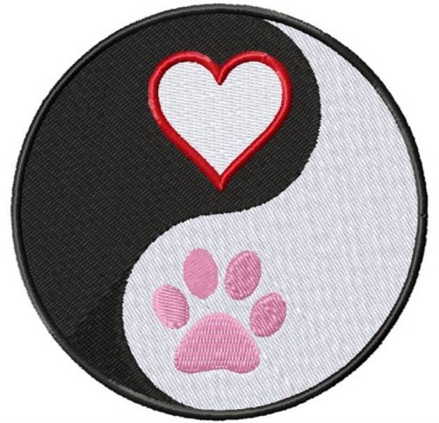Picture of Yin Yang Paw Heart Machine Embroidery Design