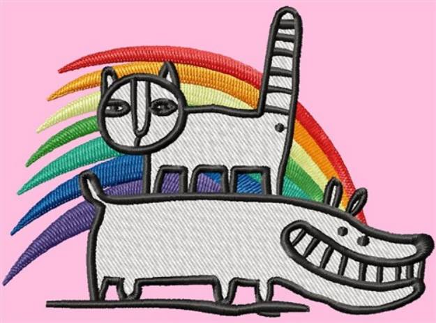 Picture of Cat Dog Rainbow Machine Embroidery Design