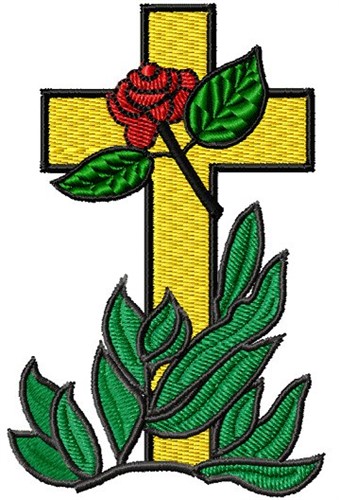 Cross & Rose Machine Embroidery Design
