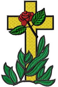 Picture of Cross & Rose Machine Embroidery Design