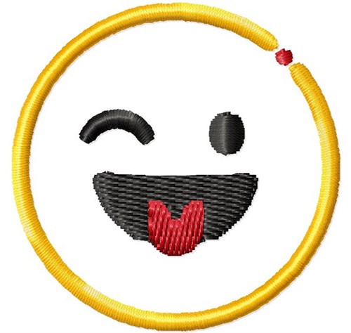 Smiley Wink Tongue Machine Embroidery Design