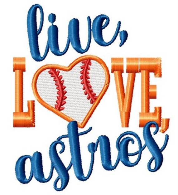 Picture of Love the Astros Machine Embroidery Design