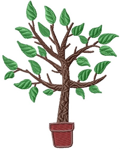 Potted Tree Machine Embroidery Design