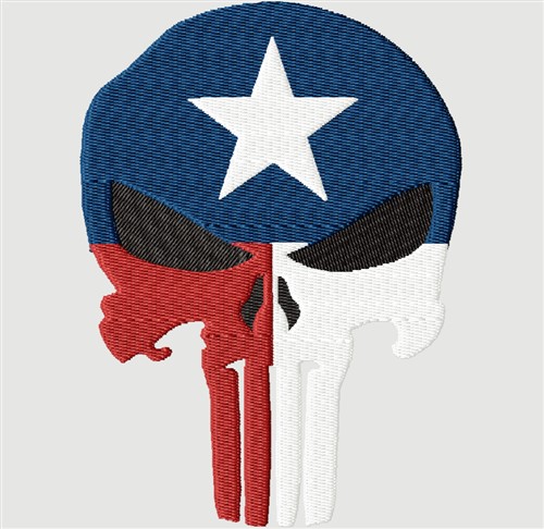 Patriotic Punisher Skull Machine Embroidery Design