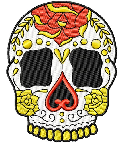 Sugar Skull Roses Machine Embroidery Design