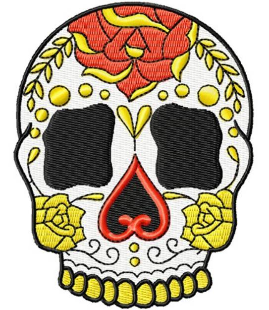 Picture of Sugar Skull Roses Machine Embroidery Design