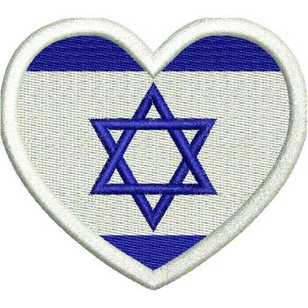 Picture of Isreal Flag Heart Machine Embroidery Design