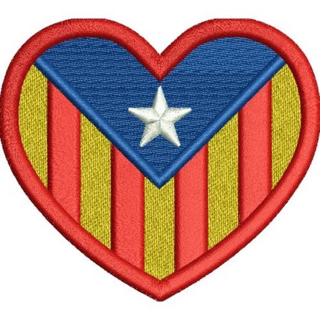Picture of Catalonia Heart Flag Machine Embroidery Design