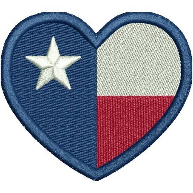 Picture of Texas Heart Flag Machine Embroidery Design
